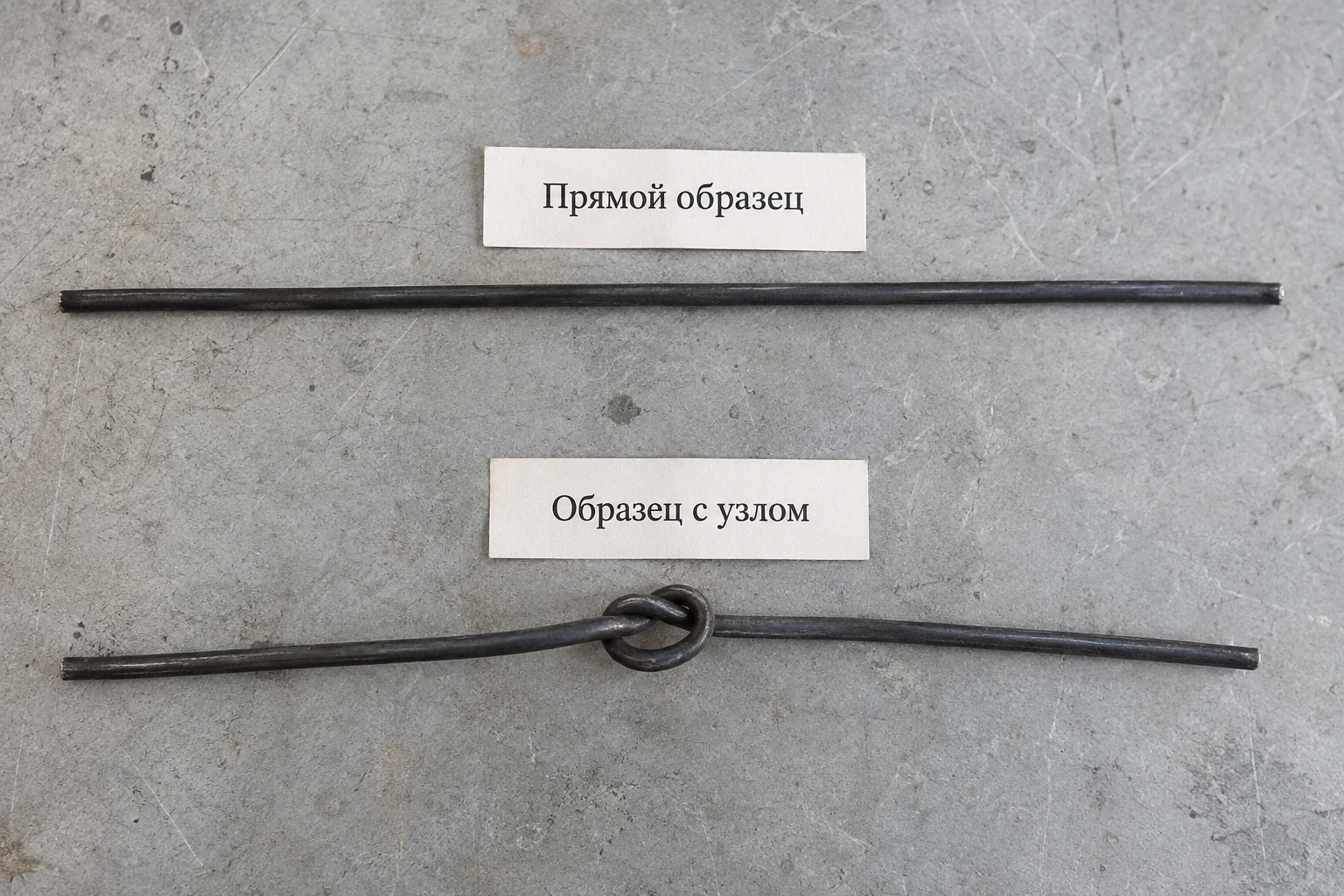 Прямой образец и узел — иллюстрация к статье «Документы на вязальную проволоку: сертификат качества, ГОСТ, ОКПД 2».